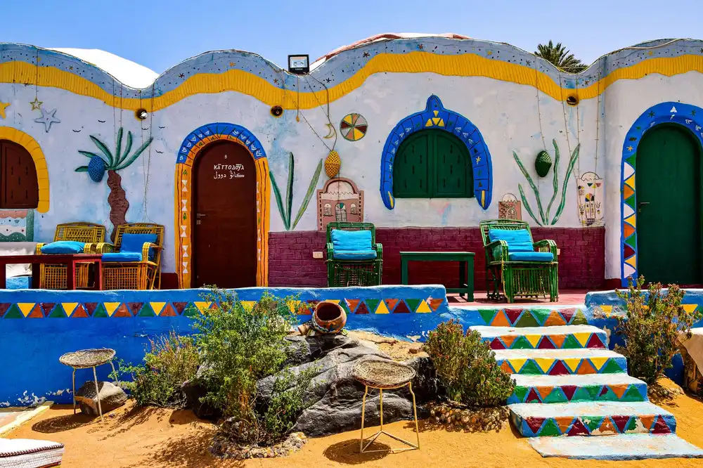 Colorful Nubian village houses near Aswan
