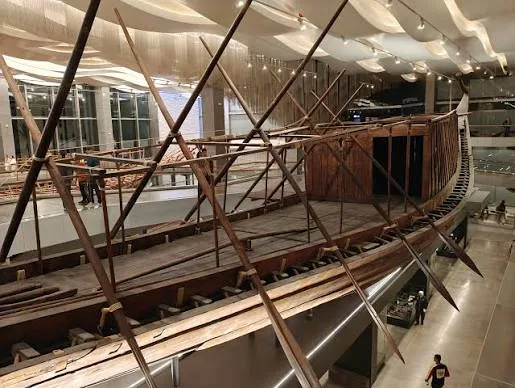 Ancient solar boat of King Khufu at the Giza Solar Boat Museum