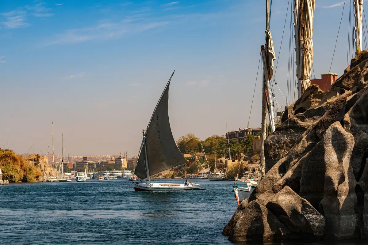 A boat and the river at Aswan in Egypt