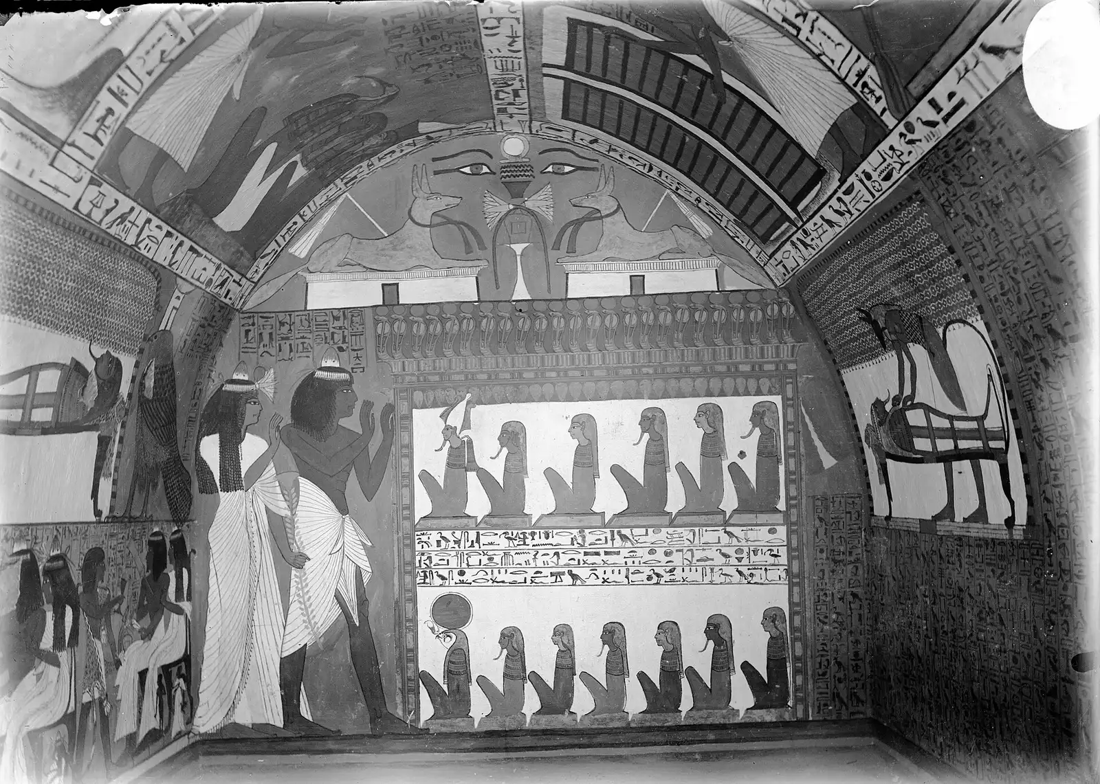 Tomb of Sennedjem (TT1) at Deir el Medina, photographed during the Italian excavations of 1905 to 1914