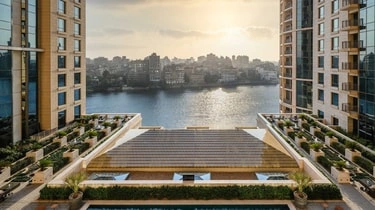 Rooftop terrace at The St Regis Cairo overlooking the Nile River