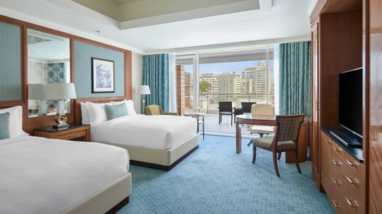 Deluxe twin room with a terrace and city views at The Nile Ritz-Carlton Cairo