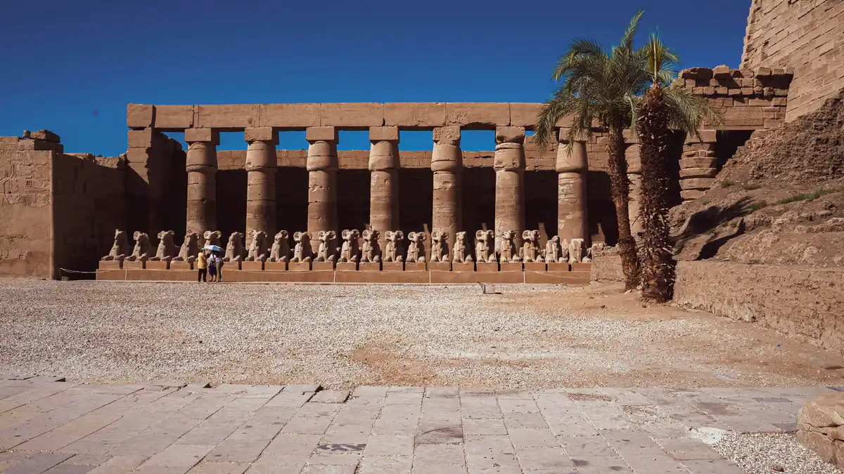 Columns and buildings at Karnak Temple in Luxor