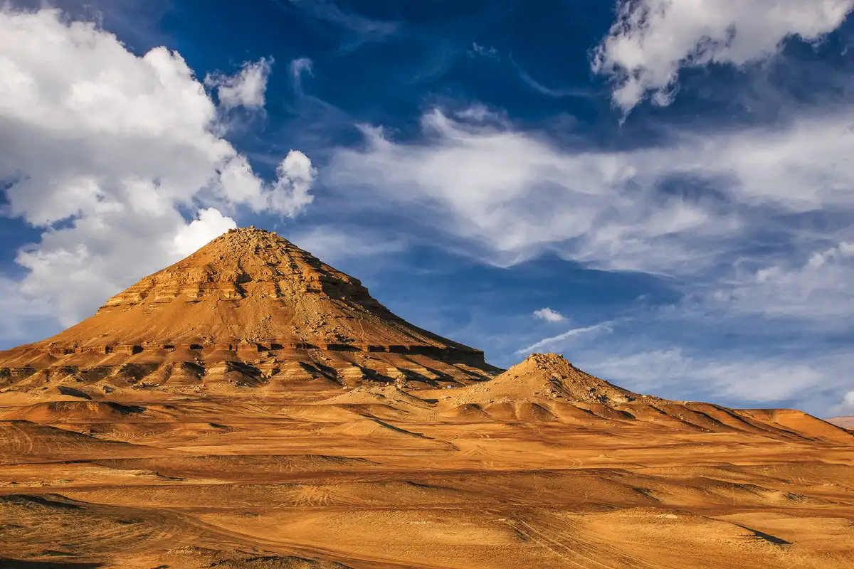 Pyramids, mountains and hills in bahariya oasis egypt