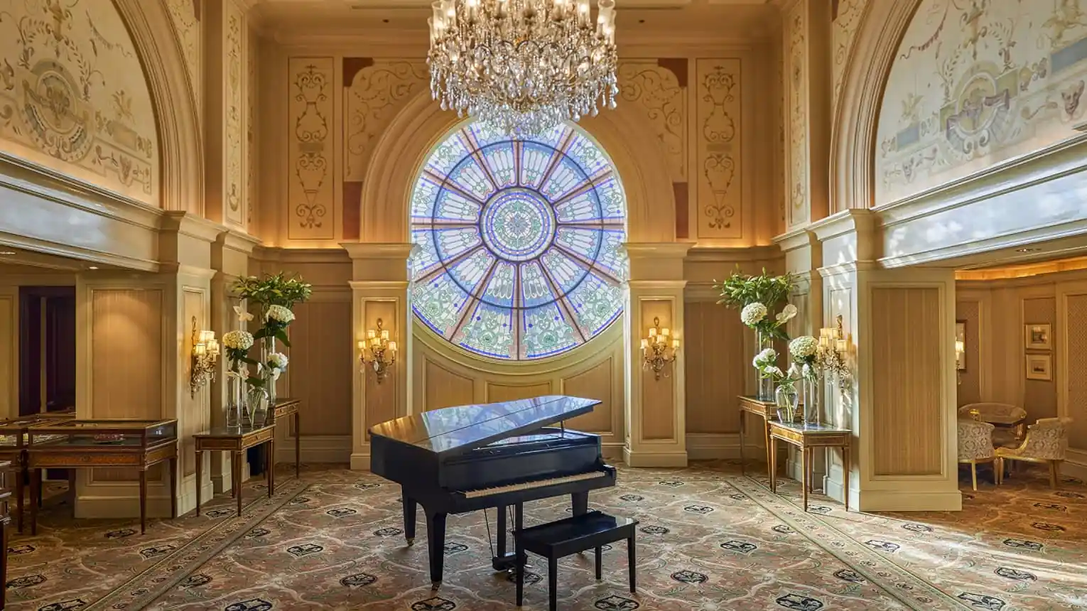 Grand piano lounge with a stained-glass dome at Four Seasons Hotel Cairo at The First Residence