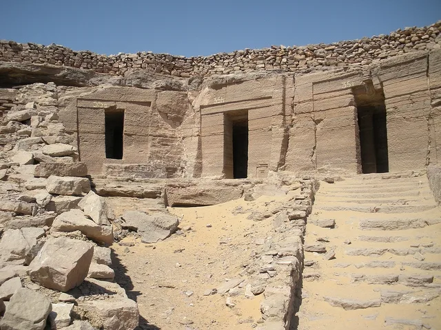 Nobles' Tombs carved into the hillside in Aswan