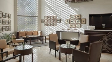 Lobby bar and lounge seating area at Mena House Hotel Cairo