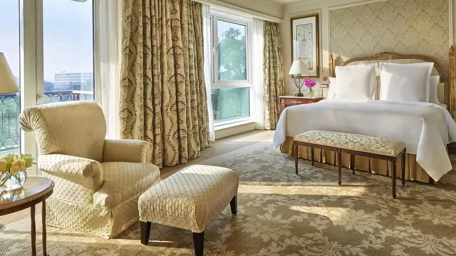 Luxury guest room with private balcony at Four Seasons Hotel Cairo at The First Residence