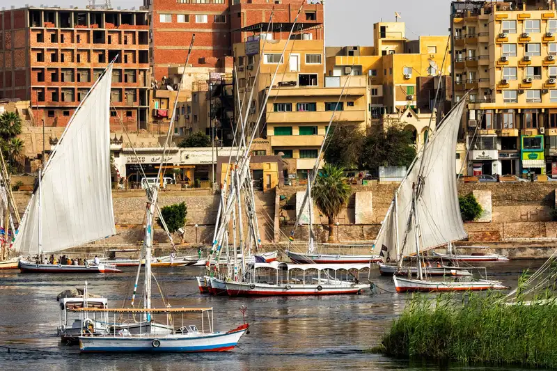 A boat and the river at Nile at Aswan