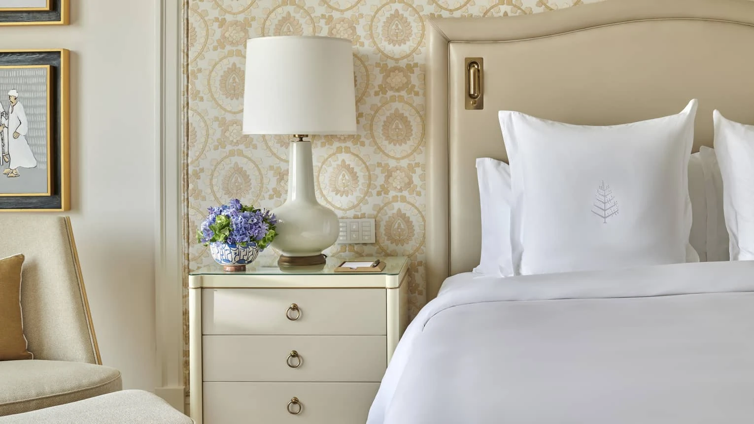 Guest room nightstand detail at Four Seasons Hotel Cairo