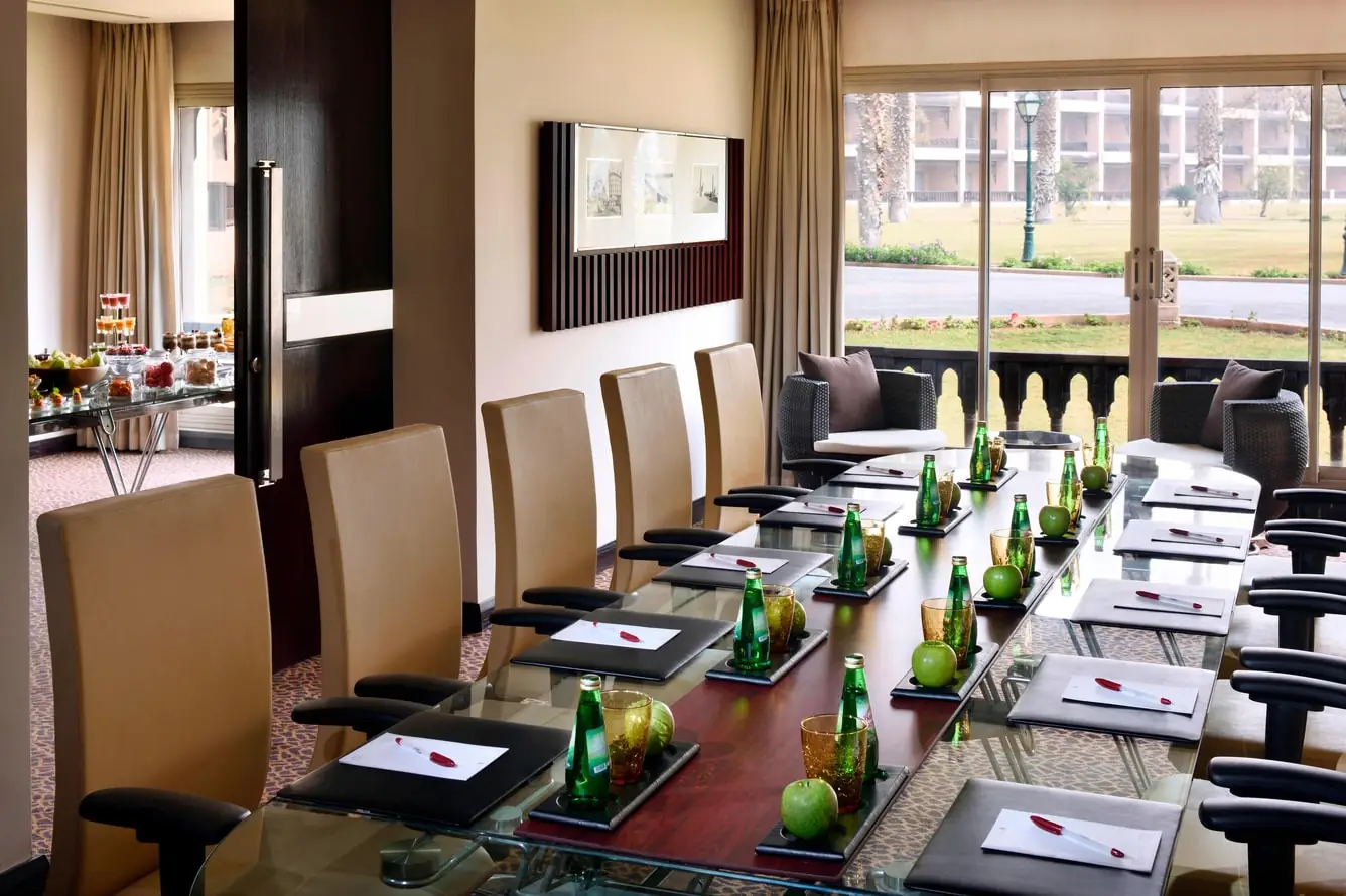 Boardroom at Mena House Hotel Cairo with garden views