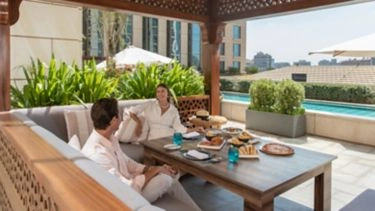 Breakfast at the Sirocco poolside cabanas, St Regis Cairo
