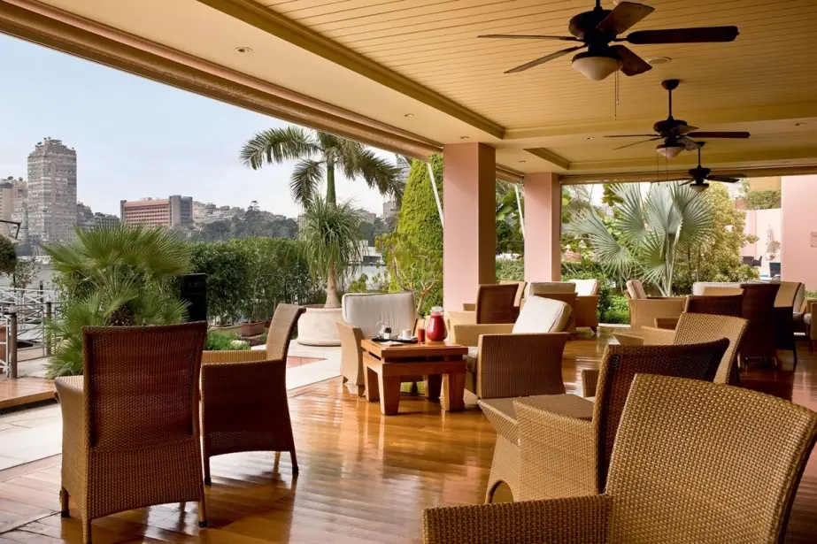 Window on the Nile terrace dining area at Sofitel Cairo Nile El Gezirah