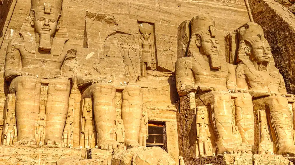 Carved reliefs at Abu Simbel in Aswan, Egypt on this abu simbel tour from aswan