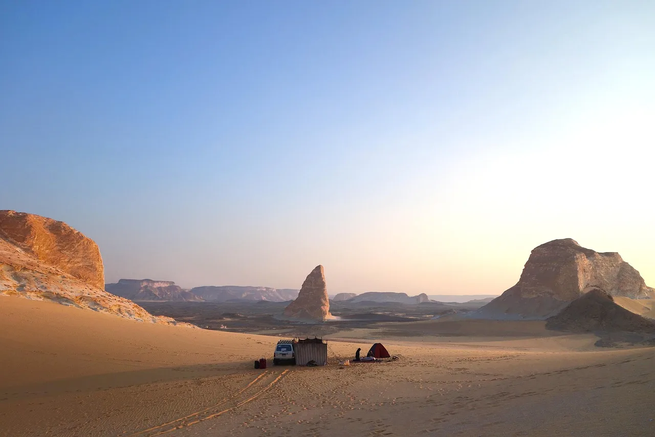Desert sand and stone at Black Desert in Bahariya, Egypt