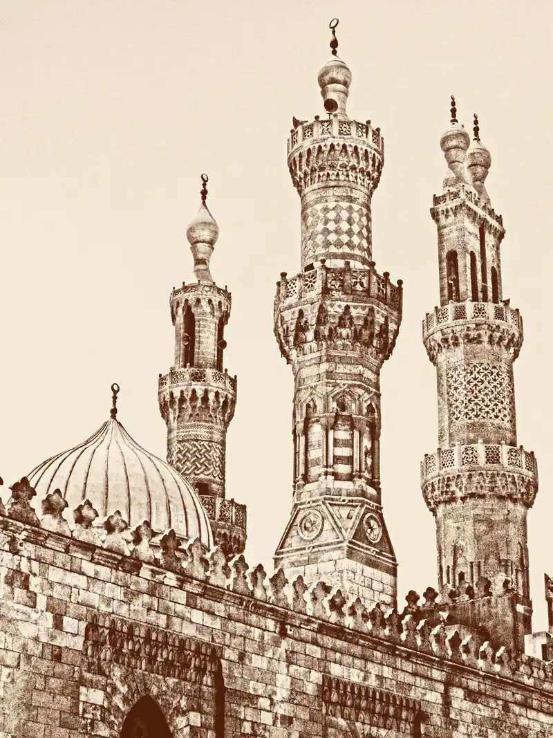 A minaret and a mosque at Islamic Cairo in Egypt