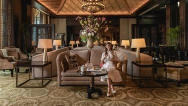 Afternoon tea service in the lobby lounge at St Regis Cairo