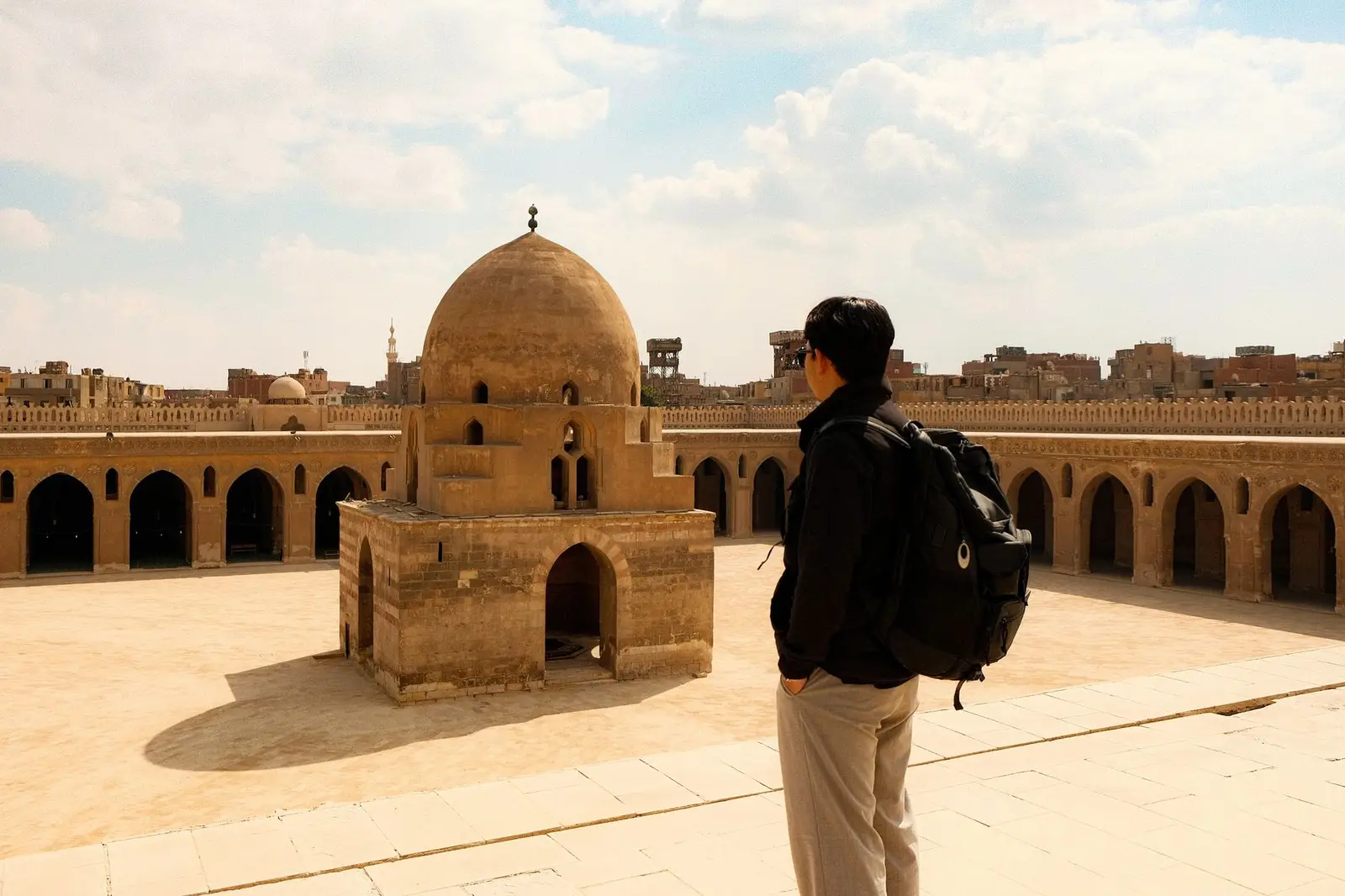 Ibn Tulun Mosque's spiraling minaret, Cairo's oldest intact mosque