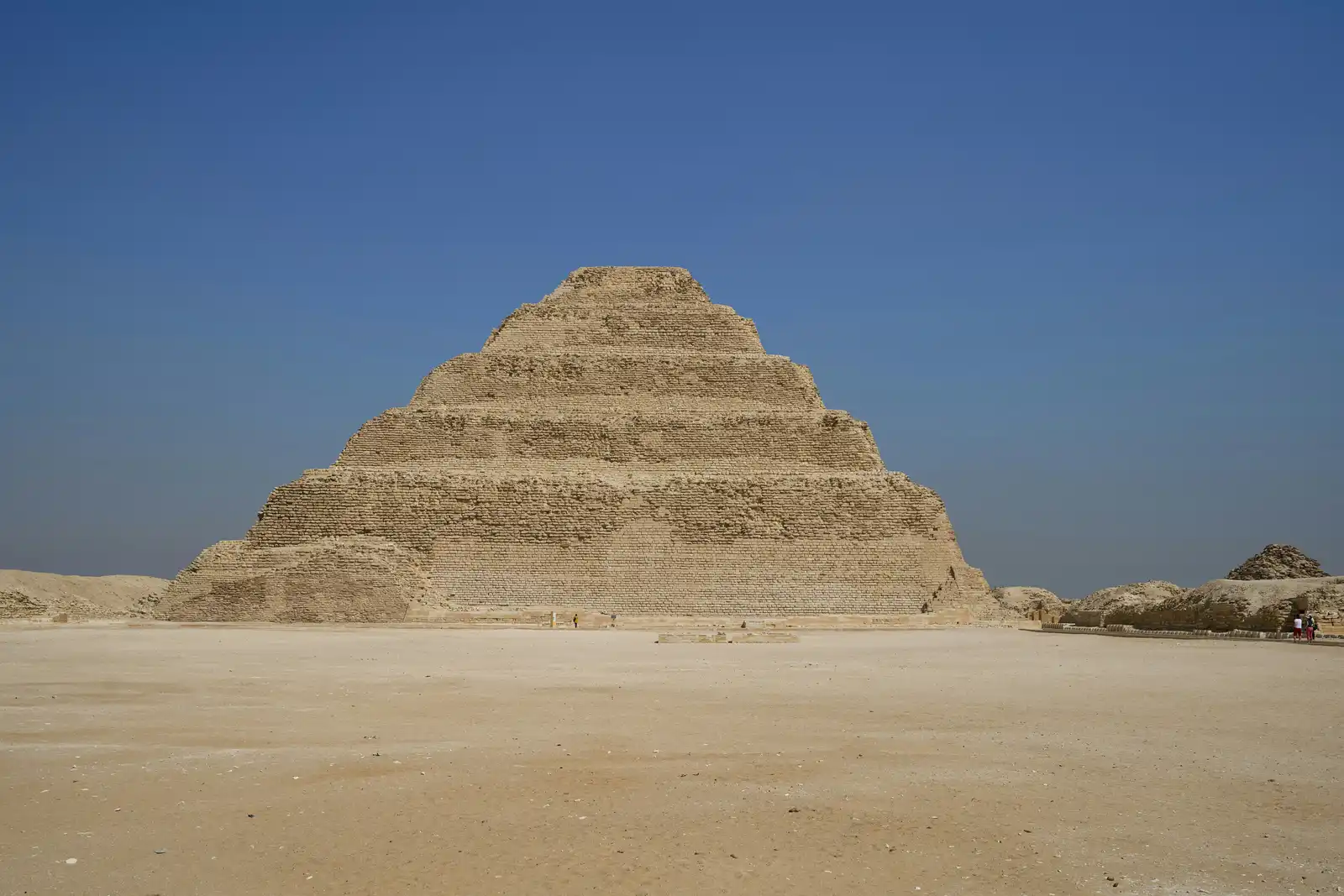 Pyramids, steps and desert sand at Saqqara in Cairo, Egypt