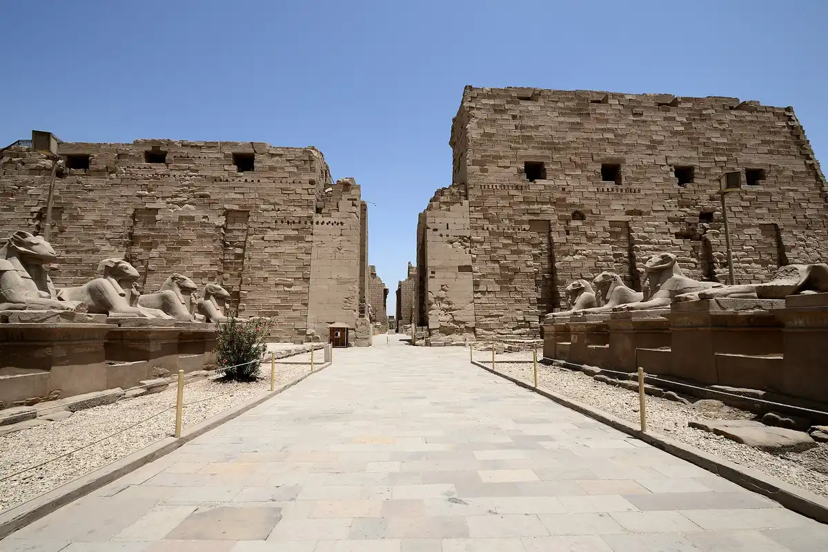 Egypt weather in January: clear winter skies over the Temple of Karnak in Luxor