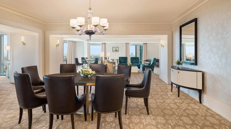 Suite dining and living area at St Regis Cairo