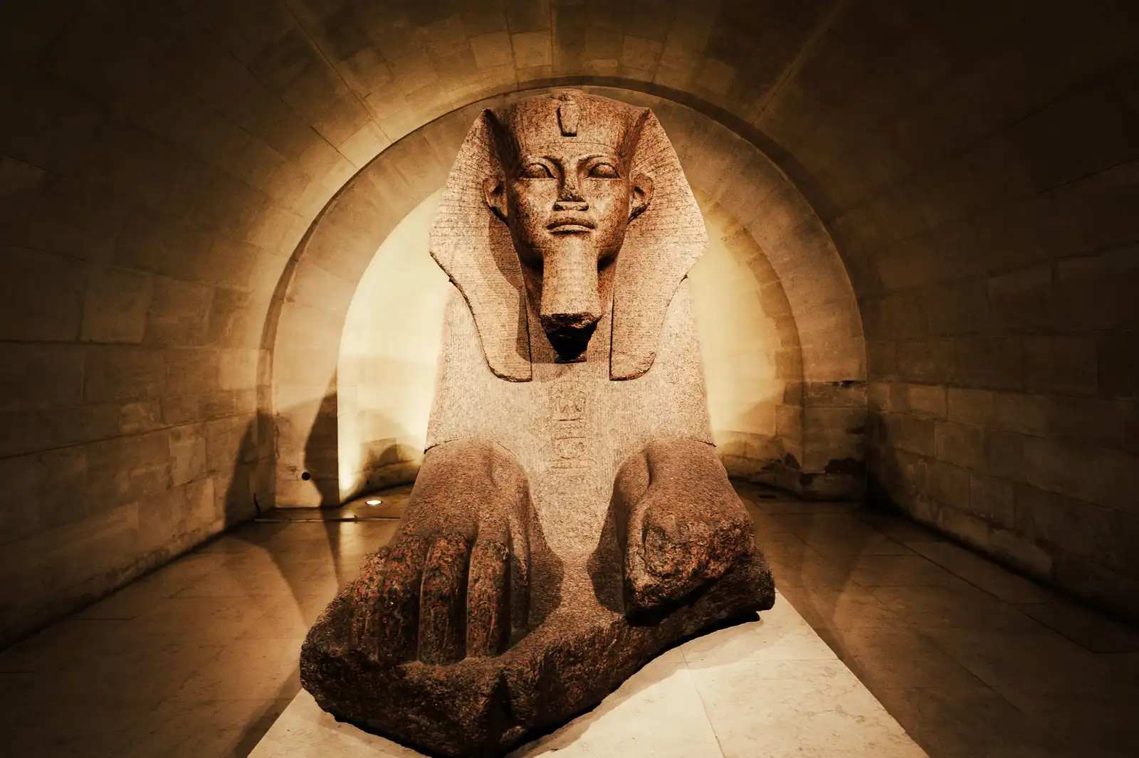 The sphinx at the Grand Egyptian Museum in Giza, Egypt
