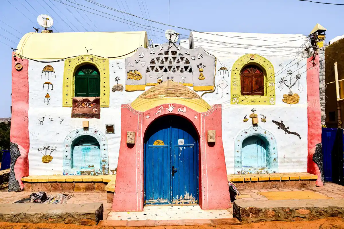 Buildings in a nubian village aswan egypt visitors reach by boat